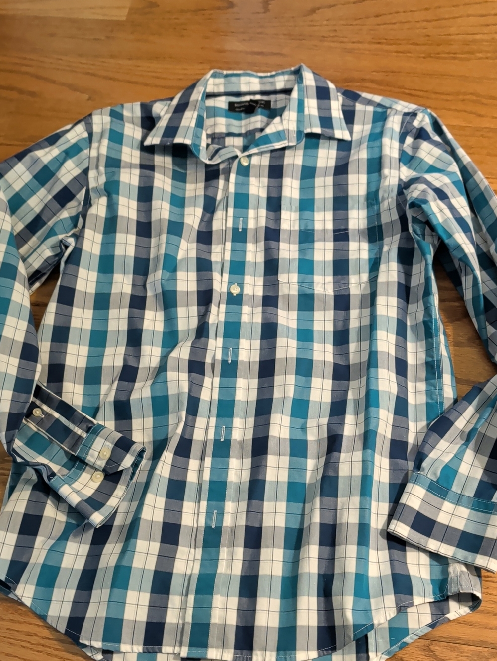 Banana Republic Blue and White Plaid Button-Down Shirt